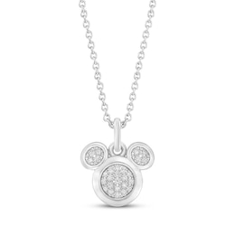 Disney Treasures Mickey Mouse Diamond Necklace 1/15 ct tw Sterling Silver 19"