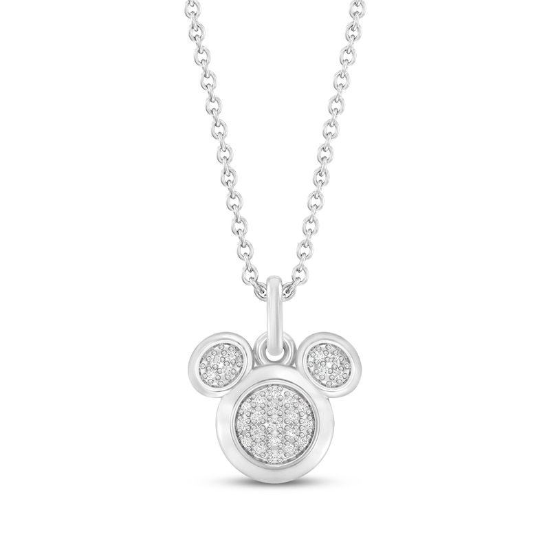 Main Image 1 of Disney Treasures Mickey Mouse Diamond Necklace 1/15 ct tw Sterling Silver 19"