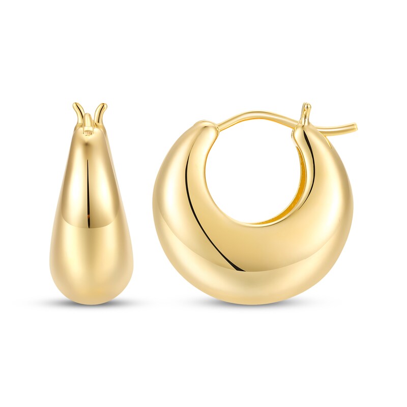Main Image 1 of Puff Oval Hoop Earrings 24K Yellow Gold Vermeil Sterling Silver