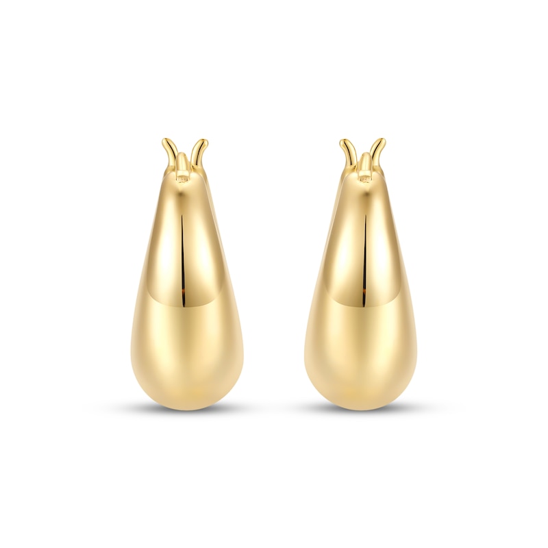 Main Image 2 of Puff Oval Hoop Earrings 24K Yellow Gold Vermeil Sterling Silver