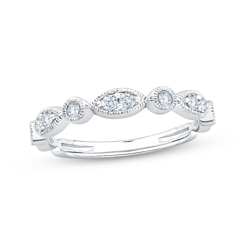 Main Image 1 of Adore Lab-Grown Diamonds Milgrain Anniversary Ring 1/4 ct tw 10K White Gold
