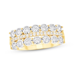 Adore Round-Cut Diamond Three-Row Anniversary Ring 3/8 ct tw 10K Yellow Gold