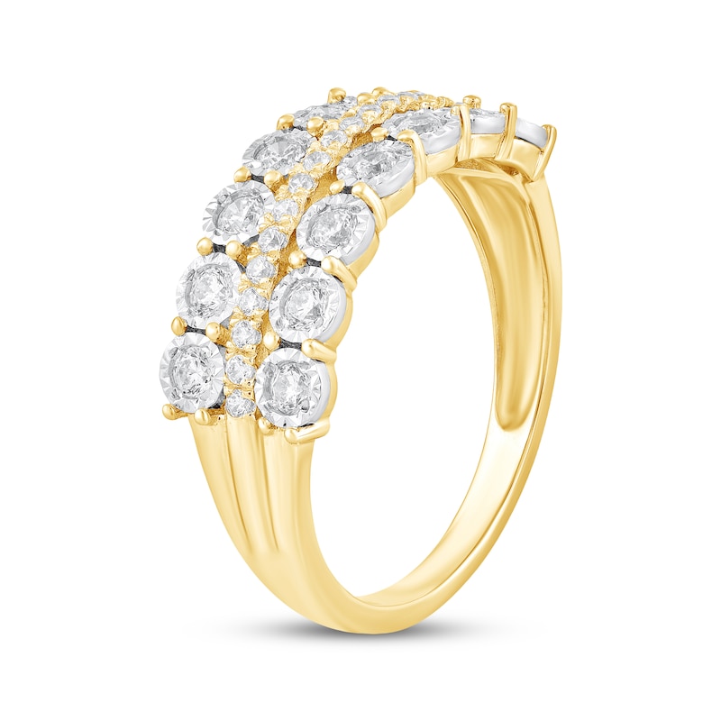 Main Image 2 of Adore Round-Cut Diamond Three-Row Anniversary Ring 3/8 ct tw 10K Yellow Gold