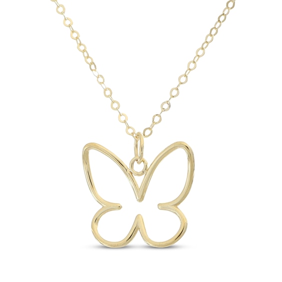 Butterfly Silhouette Necklace 10K Yellow Gold 18"