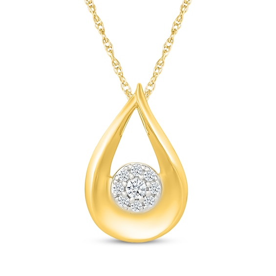 KAY Lab-Grown Diamonds Teardrop Necklace 1/10 ct tw 24K Yellow Gold Vermeil Sterling Silver 18"