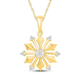 KAY Lab-Grown Diamonds Snowflake Necklace 1/15 ct tw 24K Yellow Gold Vermeil Sterling Silver 18"