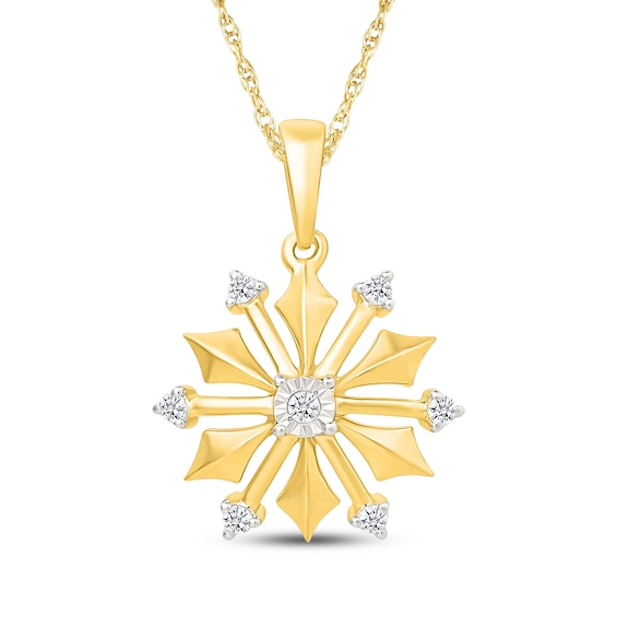 KAY Lab-Grown Diamonds Snowflake Necklace 1/15 ct tw 24K Yellow Gold Vermeil Sterling Silver 18"