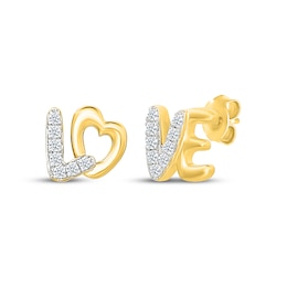 KAY Lab-Grown Diamonds "LO VE" Stud Earrings 1/8 ct tw 24K Yellow Gold Vermeil Sterling Silver