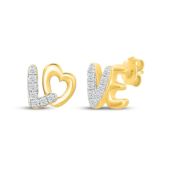 KAY Lab-Grown Diamonds "LO VE" Stud Earrings 1/8 ct tw 24K Yellow Gold Vermeil Sterling Silver