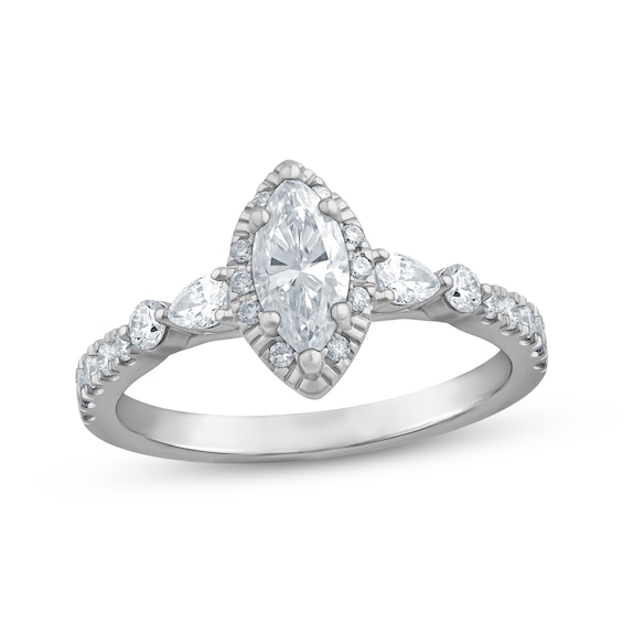Adore Lab-Grown Diamonds Certified Marquise-Cut Halo Engagement Ring 7/8 ct tw 14K White Gold