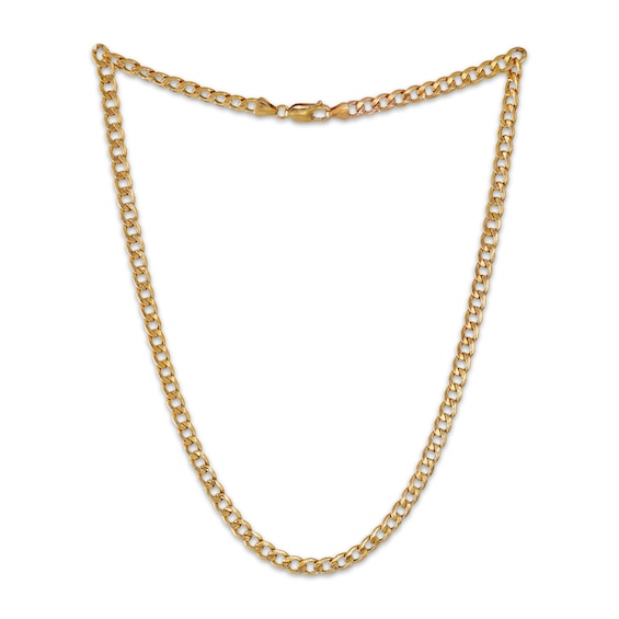 5.6mm Curb Chain Necklace Hollow 10K Yellow Gold 20"