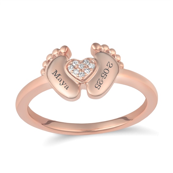 Diamond Baby Feet Ring (1-2 Lines)