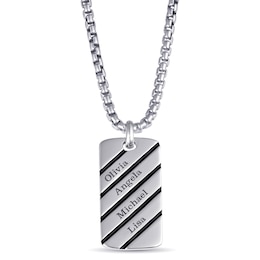 Men's Sterling Silver Dog Tag Necklace (1-4 Lines)
