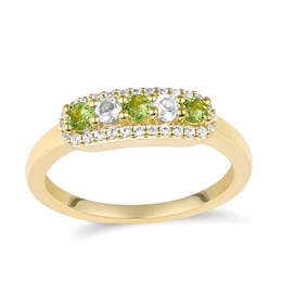 Birthstone and Lab-Created White Sapphire Family Ring (5 Stones)