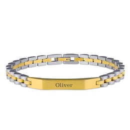 Stainless Steel Men's Engravable Link ID Bracelet (1 Line)