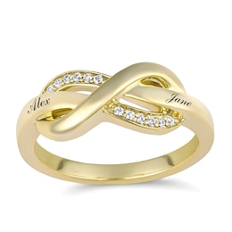 Lab-Created White Sapphire Couple's Infinity Ring (1-2 Lines)