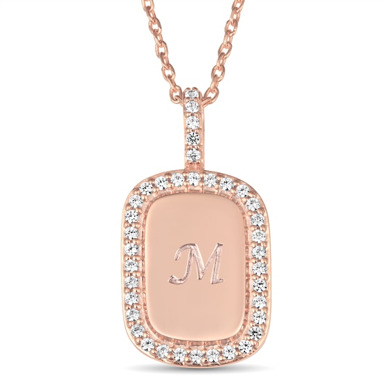 Lab-Created White Sapphire Dog Tag Necklace (1 Line)