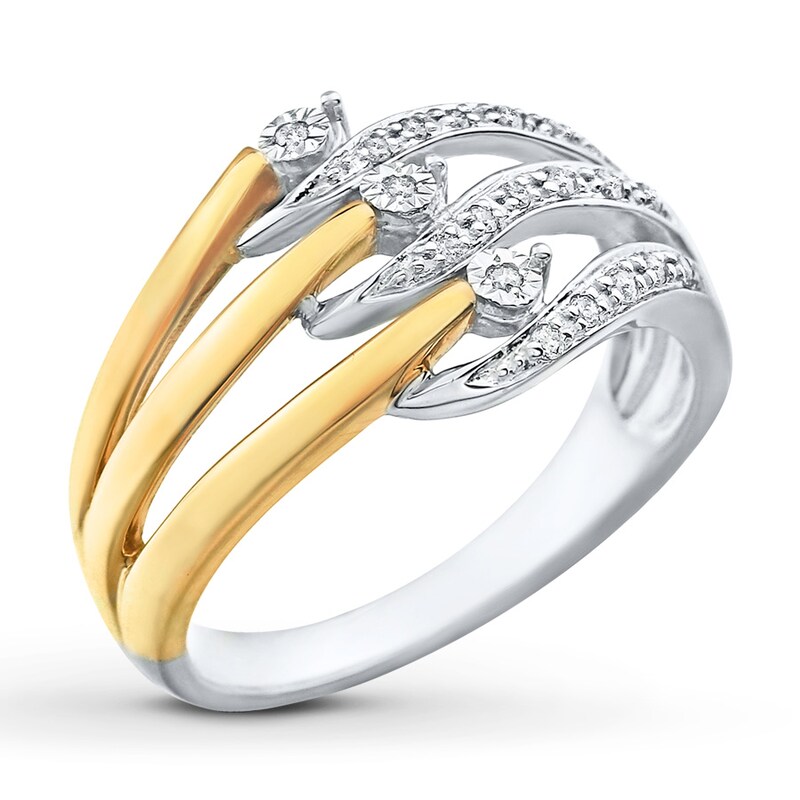 Diamond Ring 1/8 ct tw Round-cut 10K Two-Tone Gold