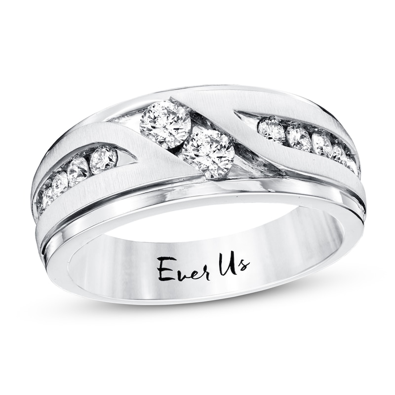 Main Image 1 of Ever Us Men's Two-Stone Ring 1 ct tw Diamonds 14K White Gold