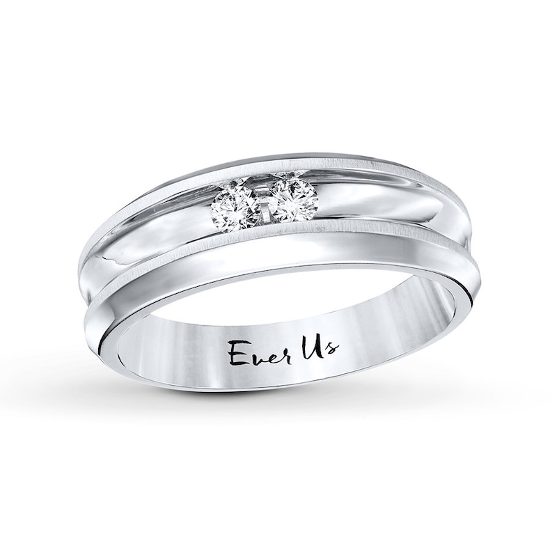 Ever Us Men's Two-Stone Ring 1/5 ct tw Diamonds 14K White Gold