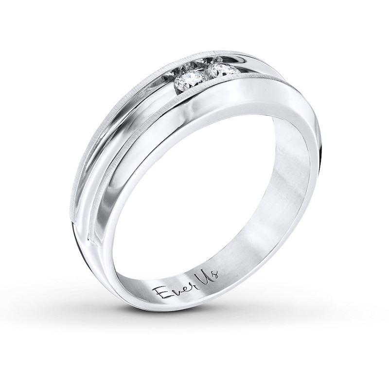 Main Image 2 of Ever Us Men's Two-Stone Ring 1/5 ct tw Diamonds 14K White Gold