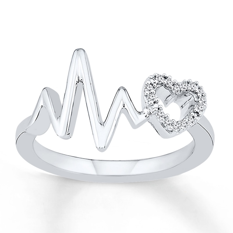 Heartbeat Ring 1/20 ct tw Diamonds Sterling Silver