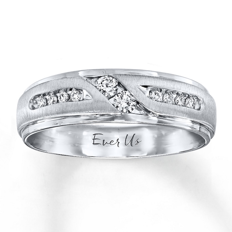 Main Image 1 of Ever Us Men's Two-Stone Ring 1/4 ct tw Diamonds 14K White Gold