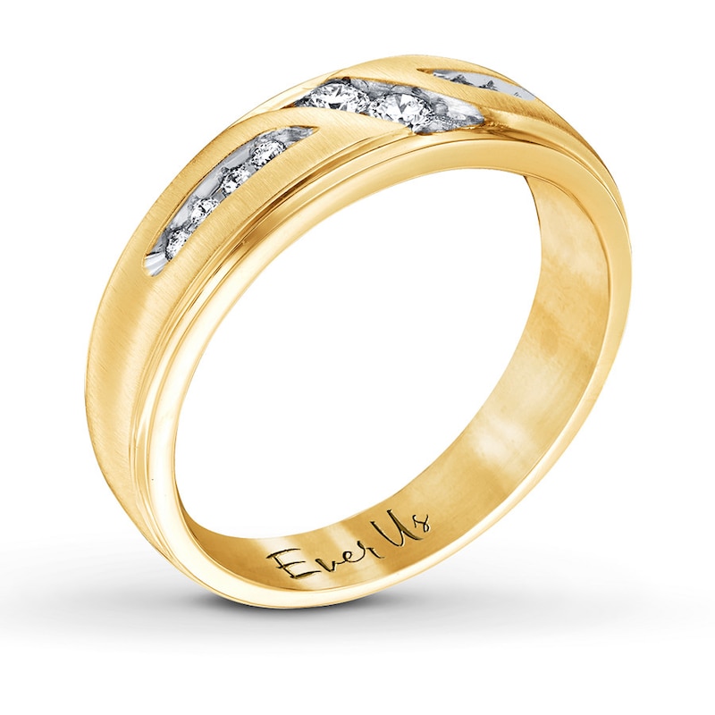 Ever Us Men's Two-Stone Ring 1/4 ct tw Diamonds 14K Yellow Gold