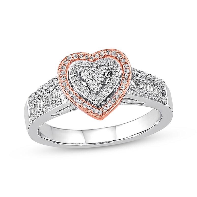 Diamond Heart Ring 3/8 ct tw Round-cut 10K Two-Tone Gold