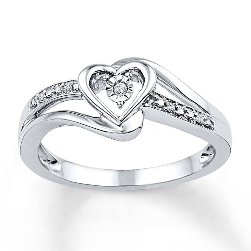 Diamond Heart Promise Ring Sterling Silver