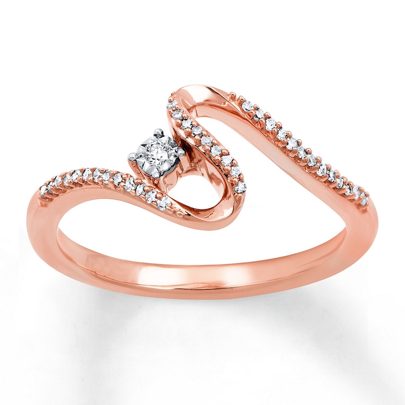 Open Hearts Road Ahead Ring 1/10 ct tw Diamonds 10K Rose Gold