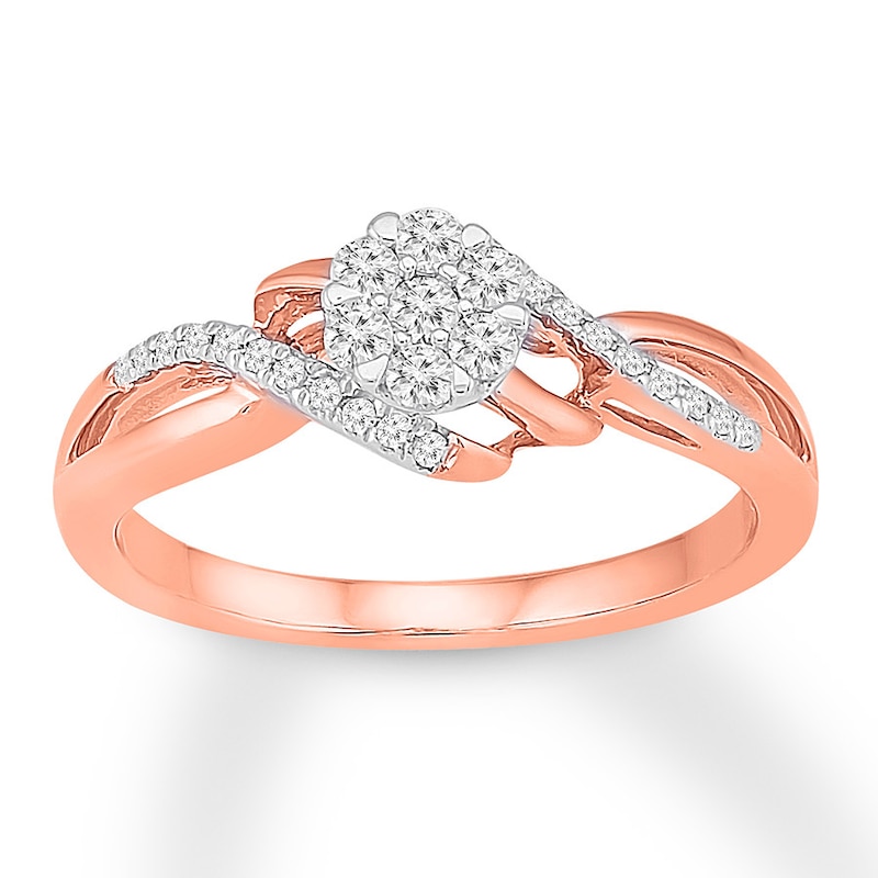 Main Image 1 of Diamond Promise Ring 1/4 Carat tw Round-cut 10K Rose Gold