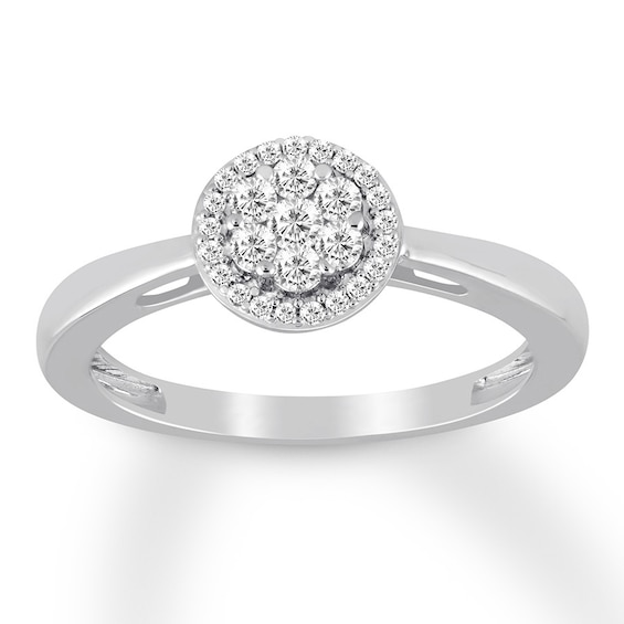 Multi-Diamond Halo Promise Ring 1/4 ct tw 10K White Gold