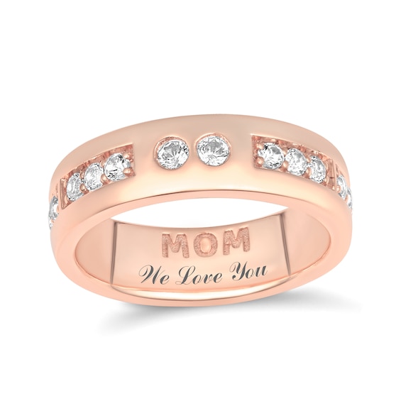 Morse Code MOM Ring (1 Stone and Line)