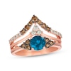 Le Vian Blue Topaz Ring 7/8 ct tw Diamonds 14K Strawberry Gold