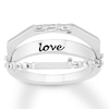"Love" Diamond Ring 1/8 ct tw Baguette Sterling Silver