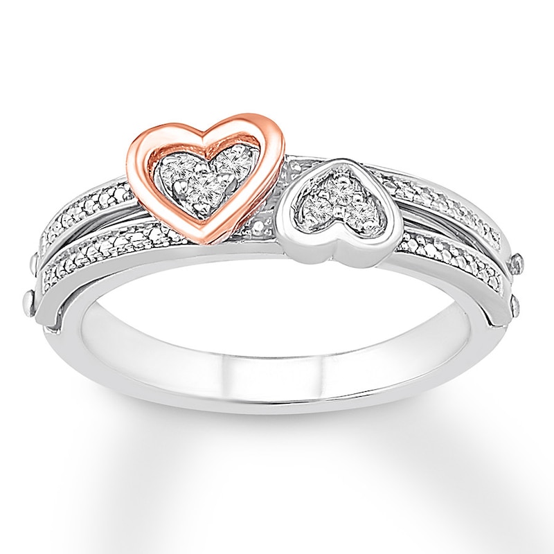 Diamond Message Ring 1/15 ct tw Sterling Silver & 10K Rose Gold