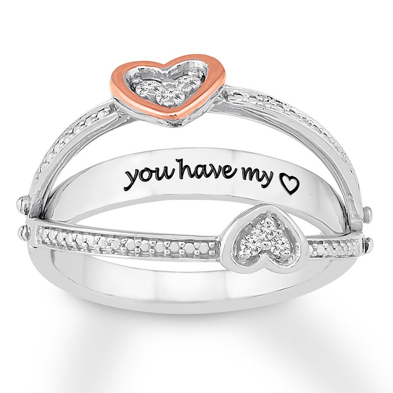 Diamond Message Ring 1/15 ct tw Sterling Silver & 10K Rose Gold