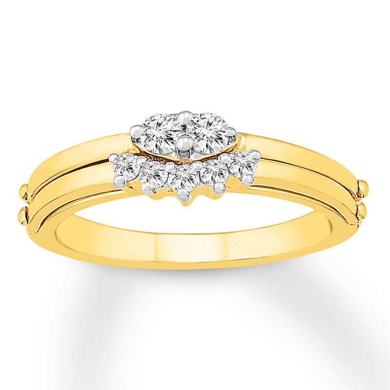 "I Love U" Diamond Ring 1/4 ct tw Round-cut 10K Yellow Gold
