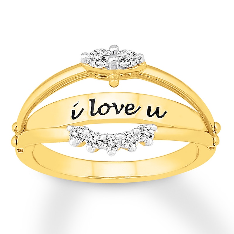 Main Image 2 of "I Love U" Diamond Ring 1/4 ct tw Round-cut 10K Yellow Gold