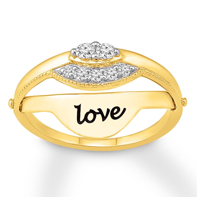 Main Image 2 of "Love" Diamond Ring 1/5 ct tw Round-cut 10K Yellow Gold