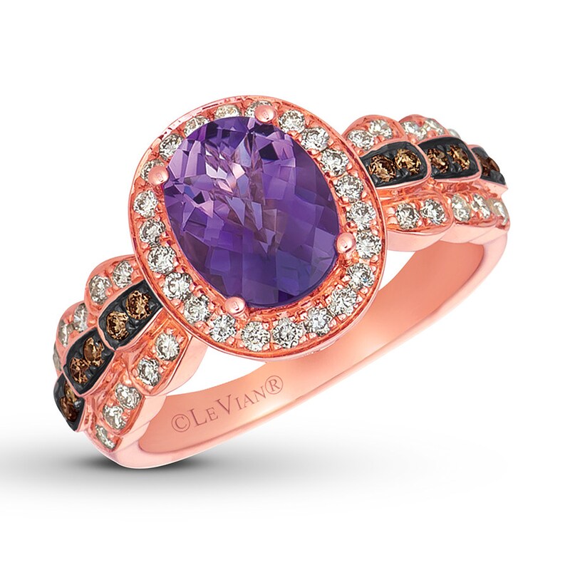 Le Vian Amethyst Ring 1/2 ct tw Diamonds 14K Strawberry Gold