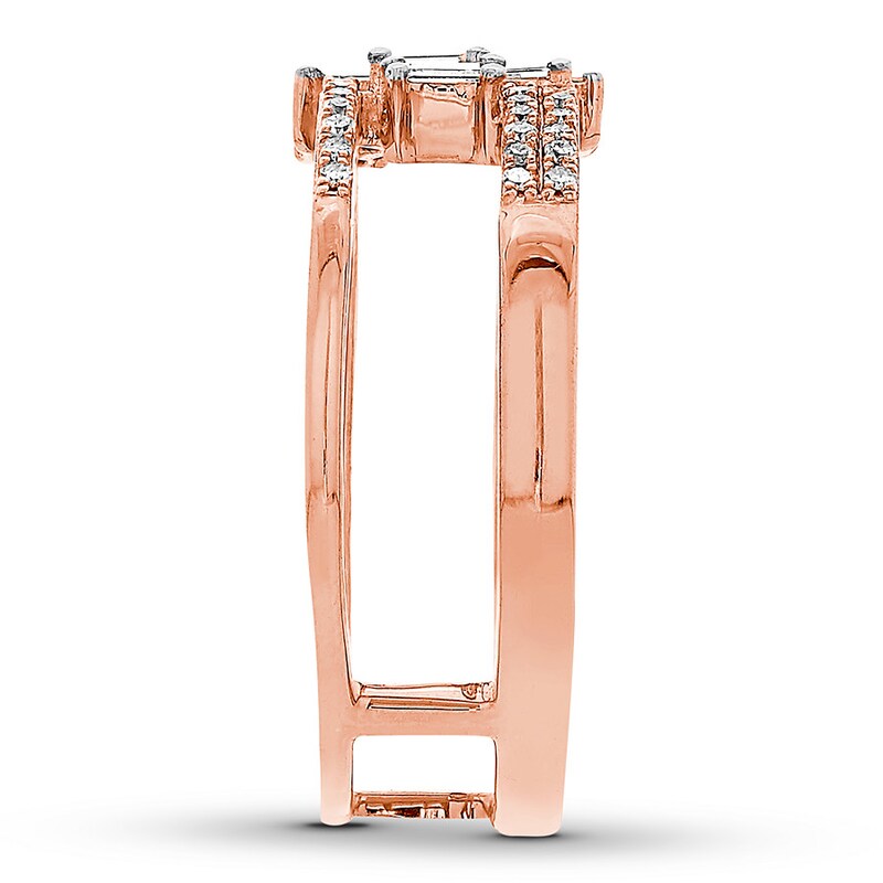Diamond Ring 1/5 ct tw Baguette & Round 10K Rose Gold