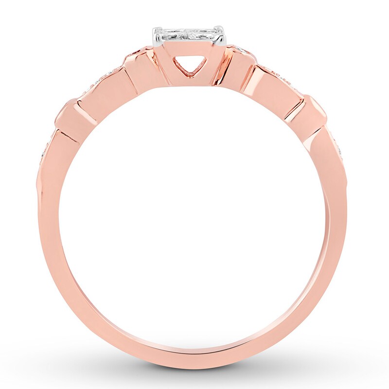 Diamond Promise Ring 1/4 ct tw Princess & Round 10K Rose Gold