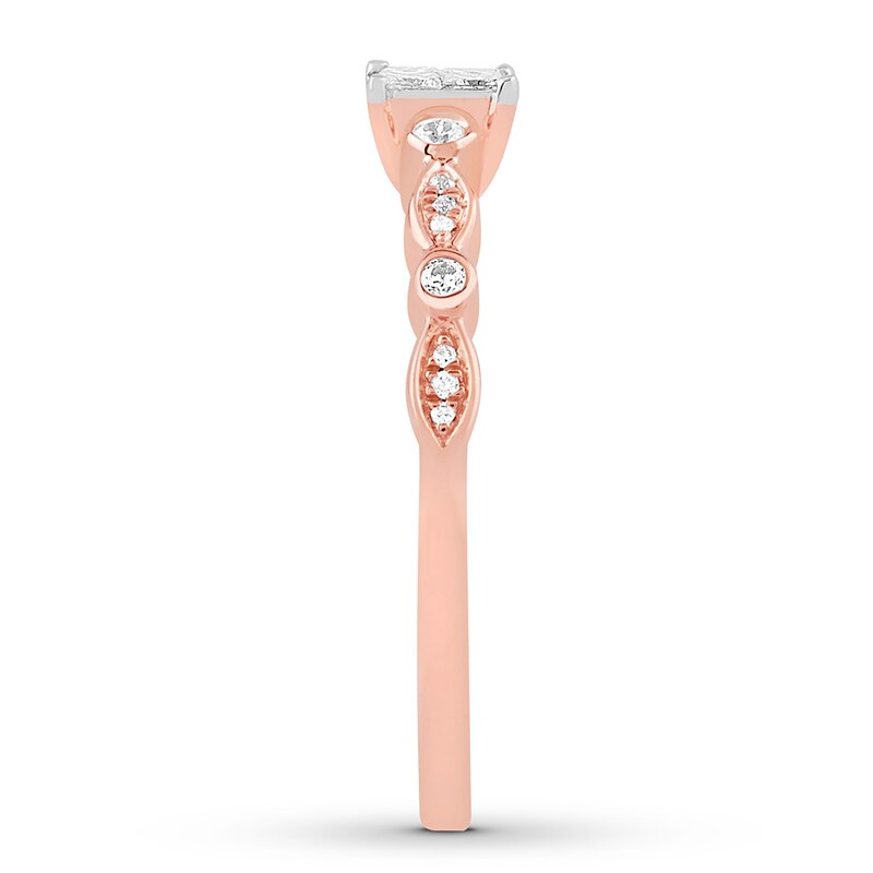 Diamond Promise Ring 1/4 ct tw Princess & Round 10K Rose Gold