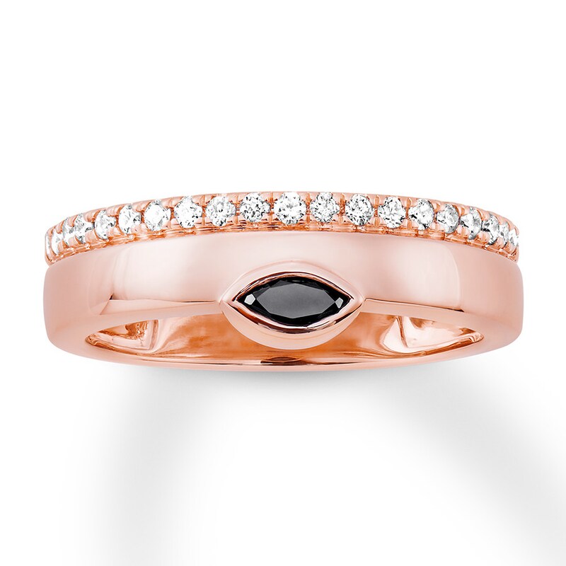 Black & White Diamond Ring 1/3 ct tw 10K Rose Gold