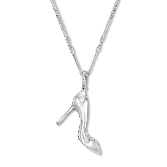Emmy London Dimond Accent Shoe Necklace Sterling Silver 20"