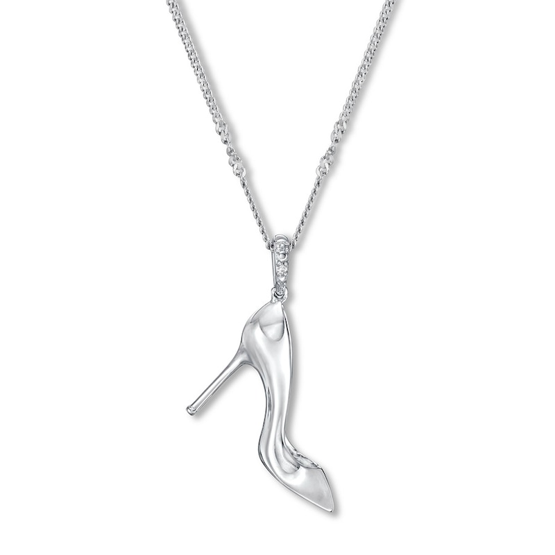 Main Image 1 of Emmy London Dimond Accent Shoe Necklace Sterling Silver 20"