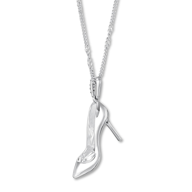 Main Image 4 of Emmy London Dimond Accent Shoe Necklace Sterling Silver 20"