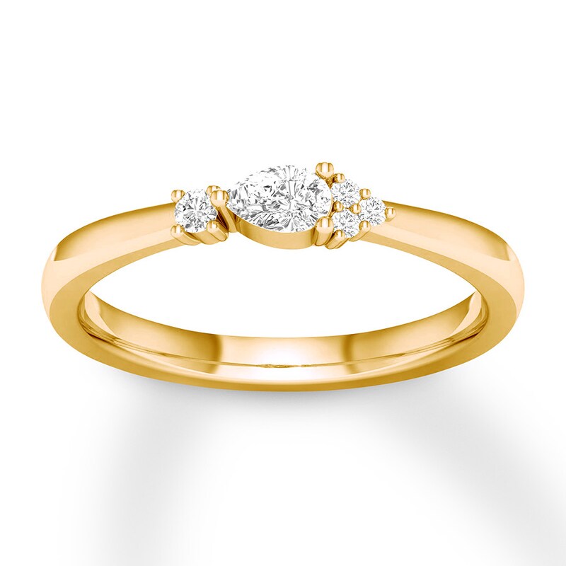 Diamond Ring 1/5 ct tw Pear & Round 10K Yellow Gold